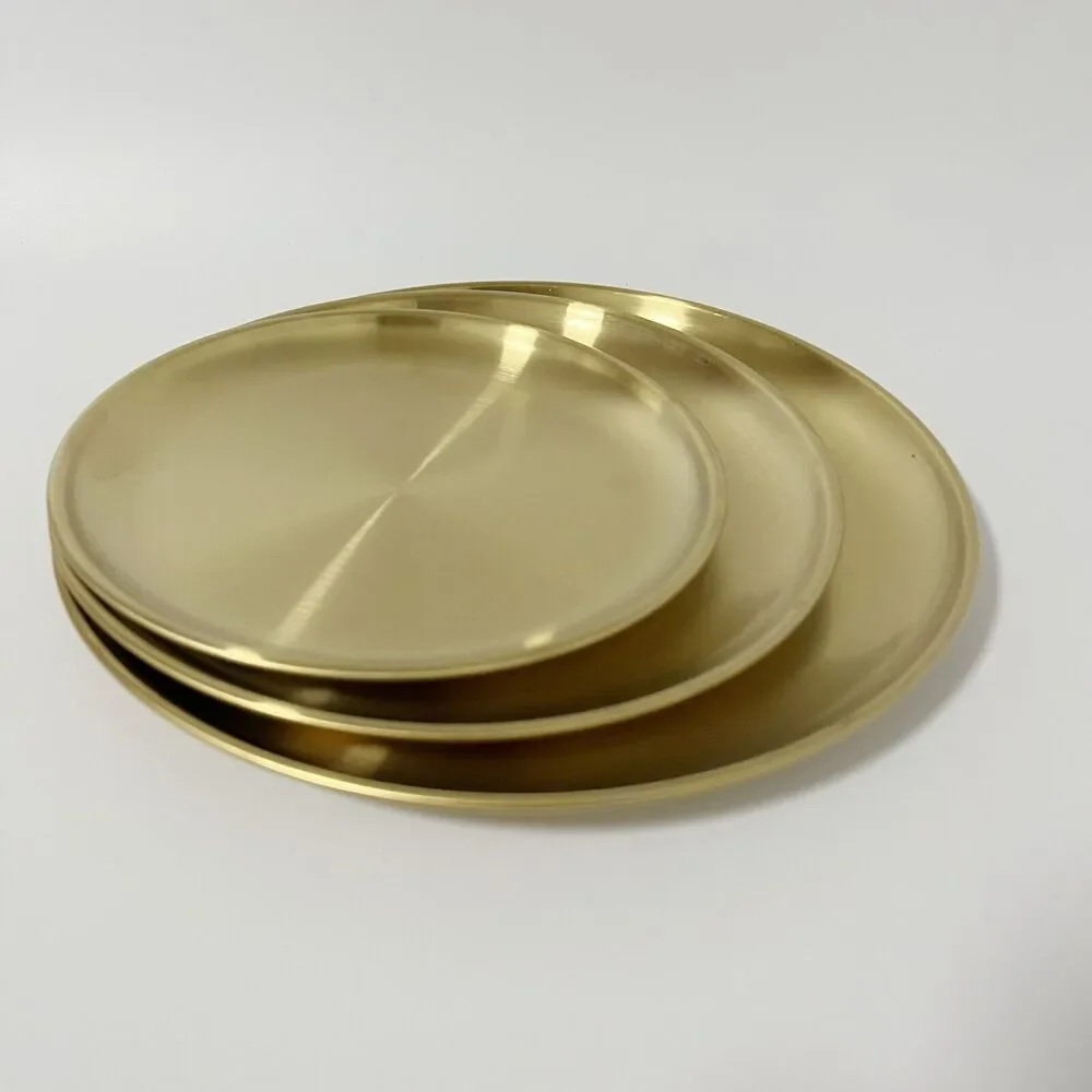 3 Pcs Stainless Steel Plates Lightweight Unbreakable Dinner Dishes Plates Set US